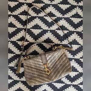 Rebecca Minkoff Metallic Beige and Black Woven Crossbody